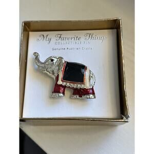 NWT Austrian Crystal My Favorite Things Cream Goldtone Elephant Brooch